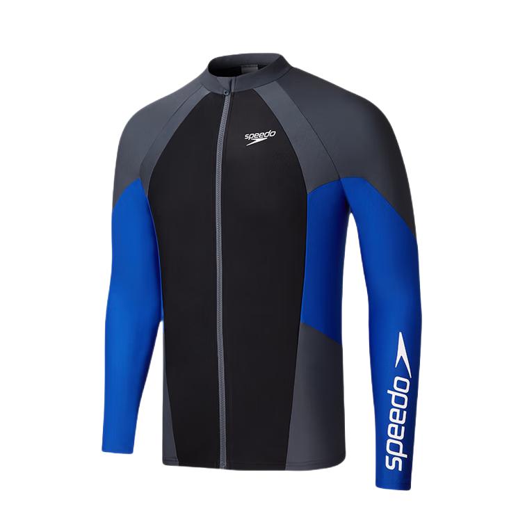 推荐商品：Speedo/速比涛 逐浪系列防晒拉链开衫泳衣 815974 黑