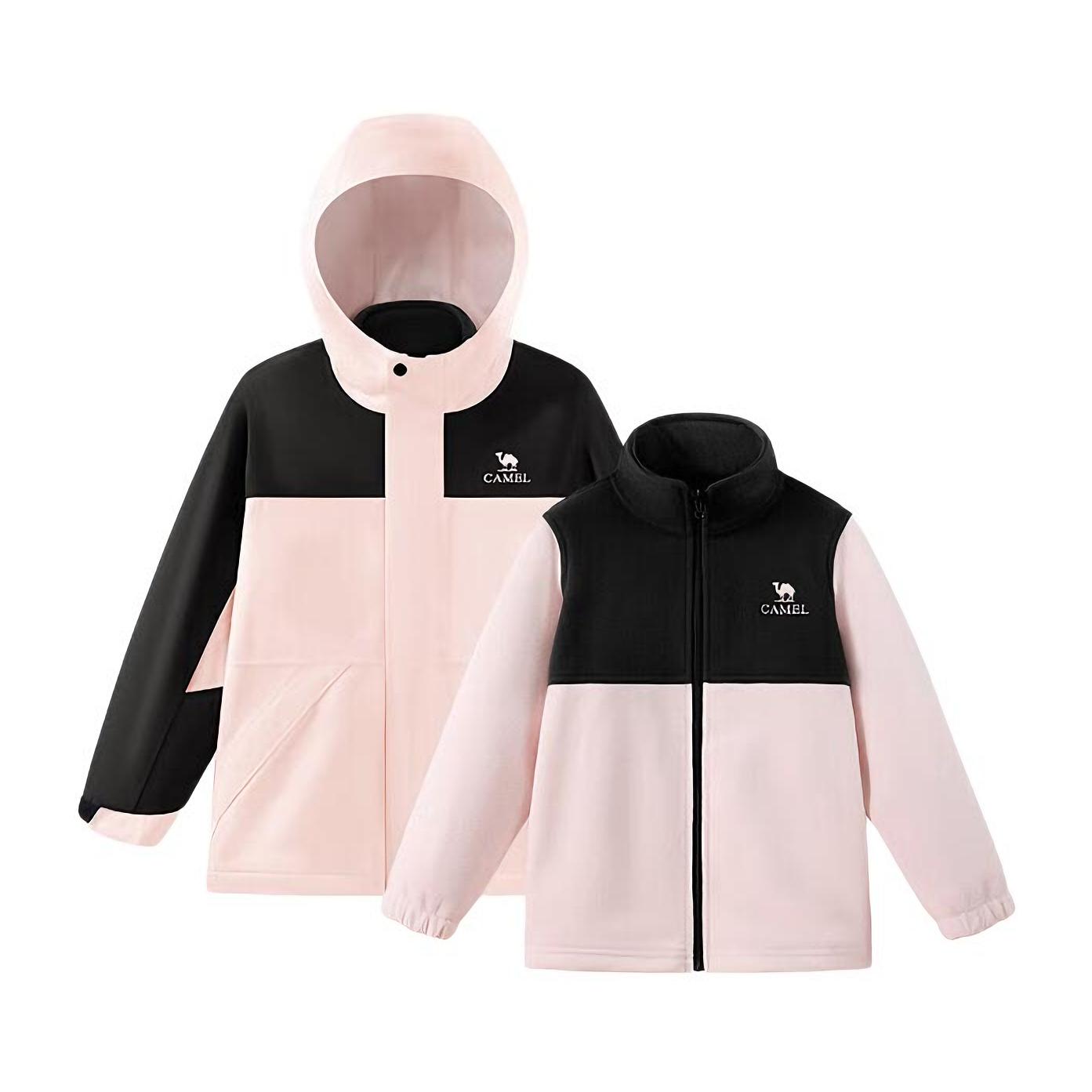 推荐商品：Camel/骆驼童装 防风防水三合一冲锋衣 中大童 D64CAS0625C5 木黛/幻影黑