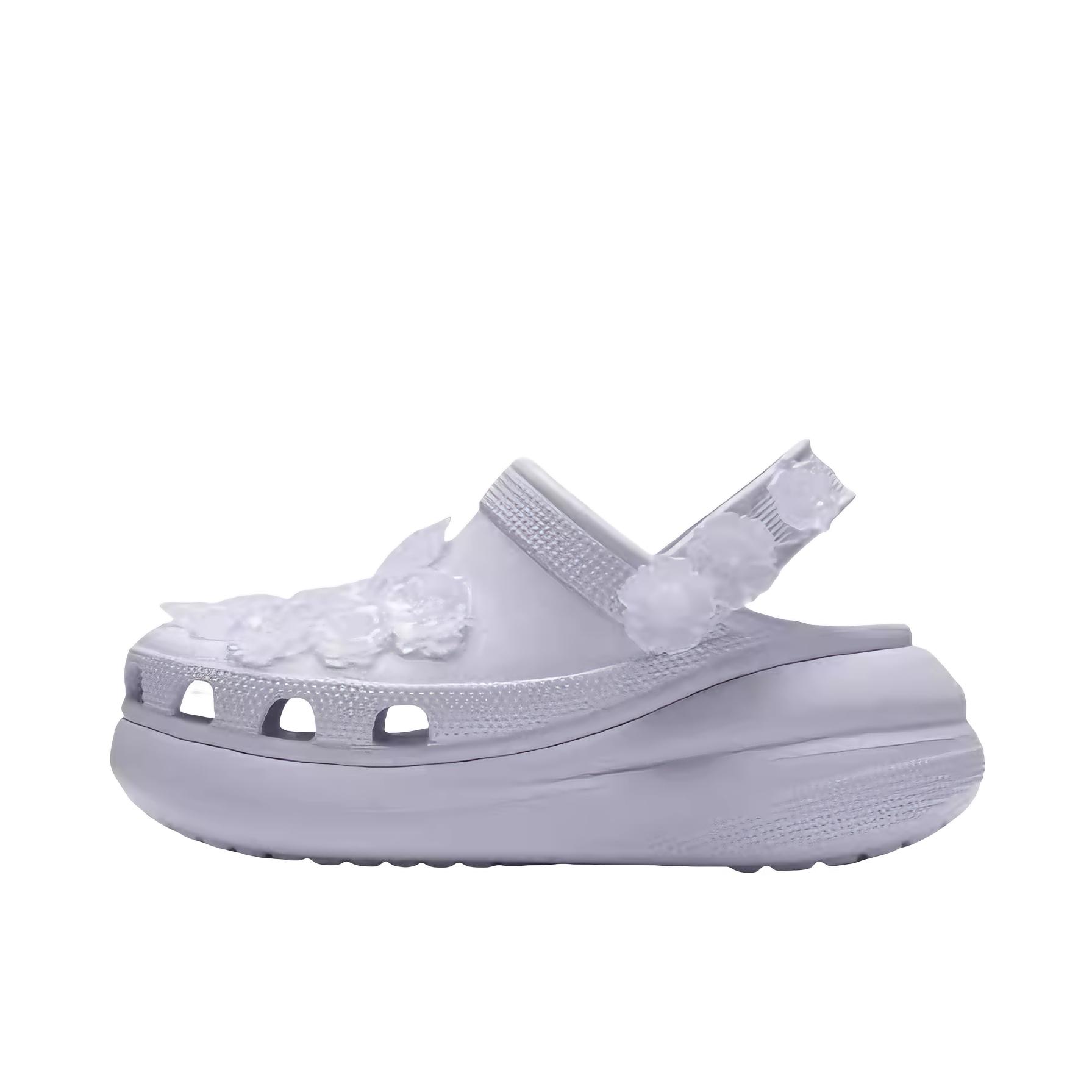 推荐商品：Crocs/卡骆驰 Classic Crush Clog 泡芙 包头 防水运动 增高 洞洞鞋 凉鞋  女款/霜紫色 