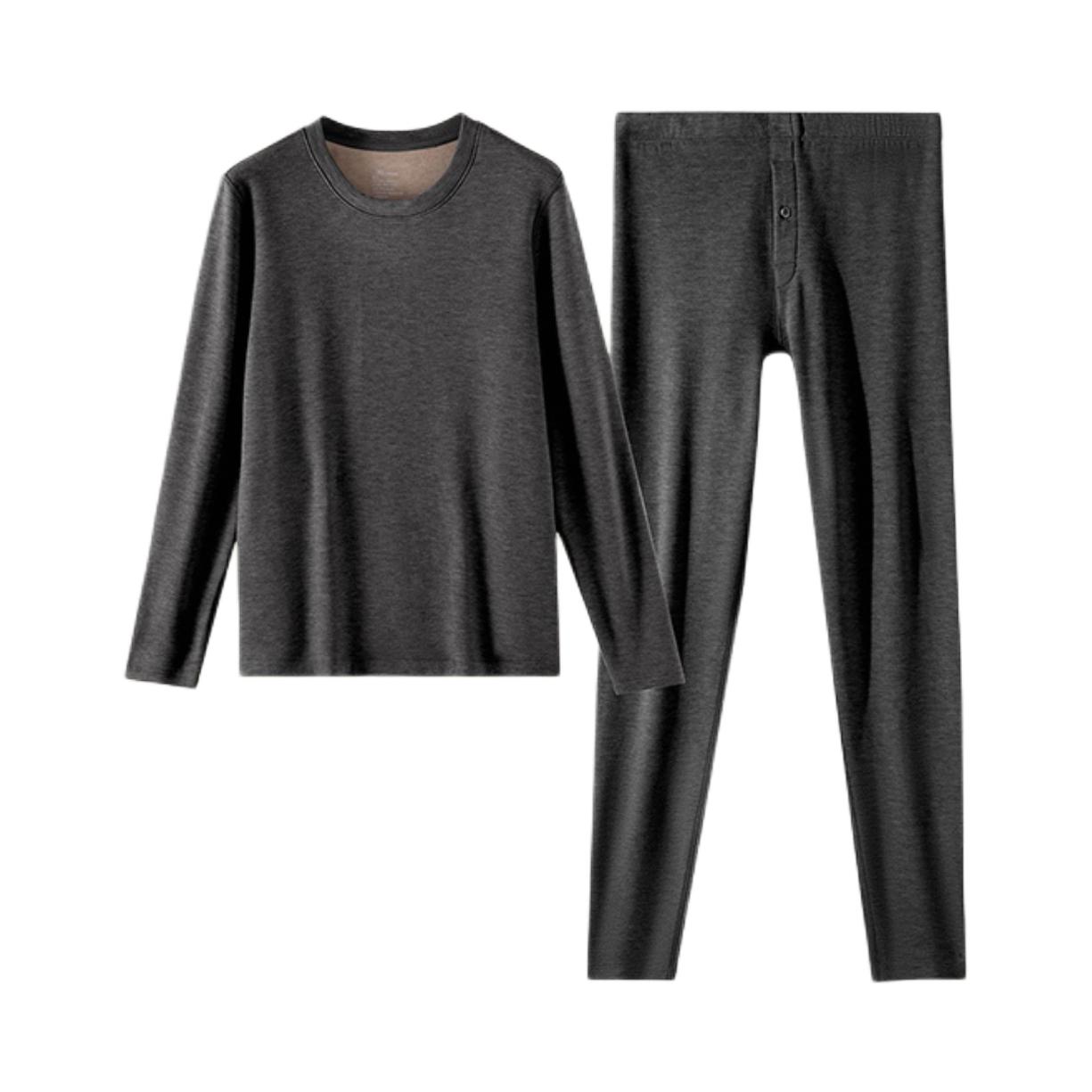 推荐商品：棉小内 羊绒蚕丝圆领保暖内衣 女装 MXNAB662021_ZY 深麻灰/1套/男