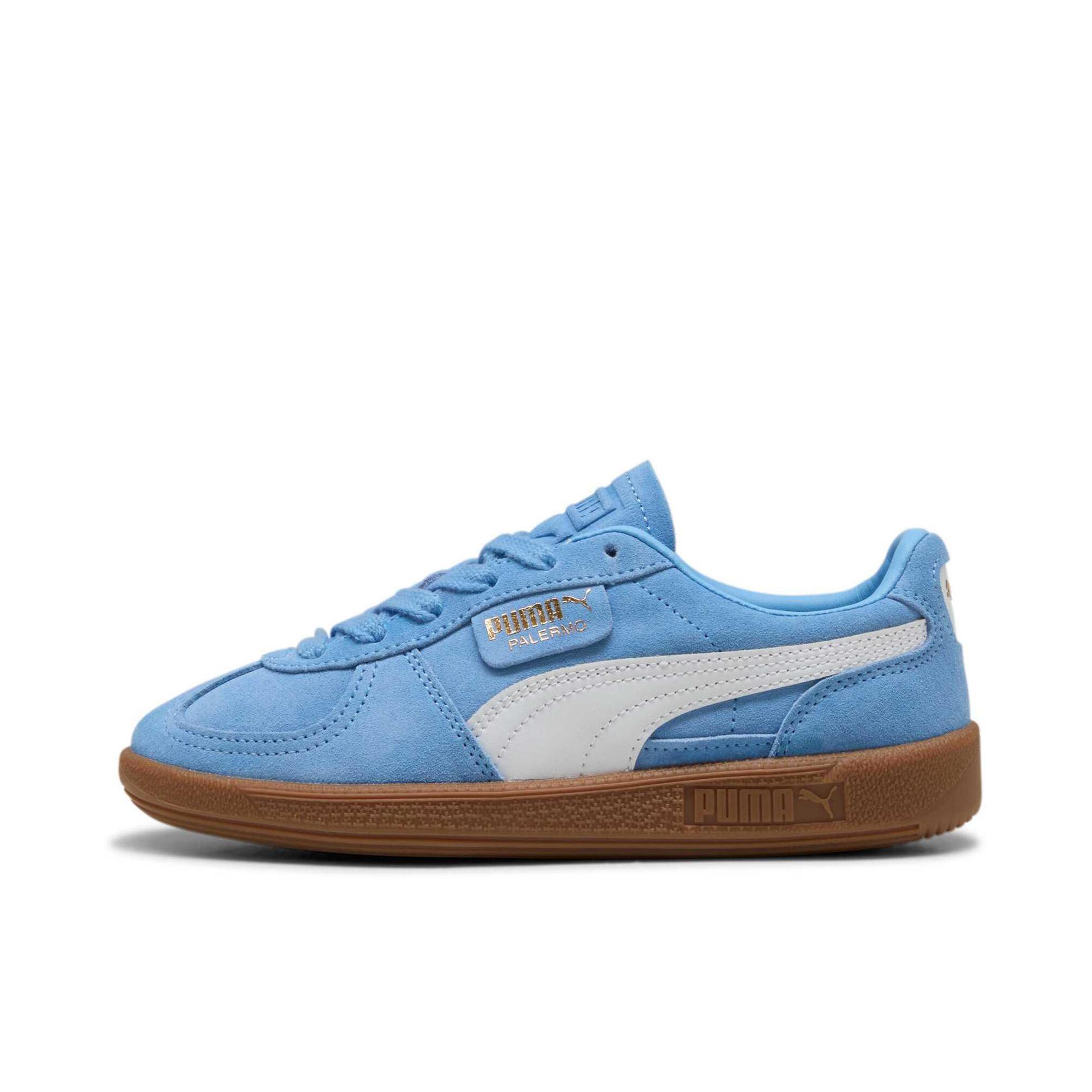 推荐商品：【朴彩英同款】 Puma/彪马 Palermo Og T头鞋 德训鞋 运动休闲鞋 时尚潮流拼接舒适百搭薄底复古 大童/浅蓝色/白色
