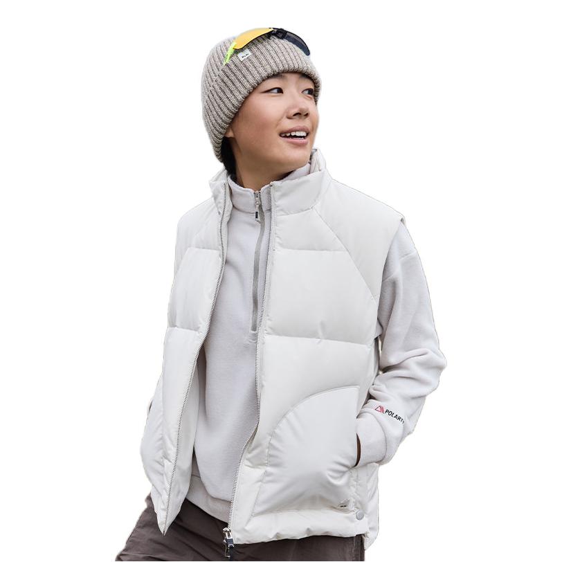 推荐商品：BEIN SPACE 立领白鹅绒纯色马甲 女装 C004 燕麦白