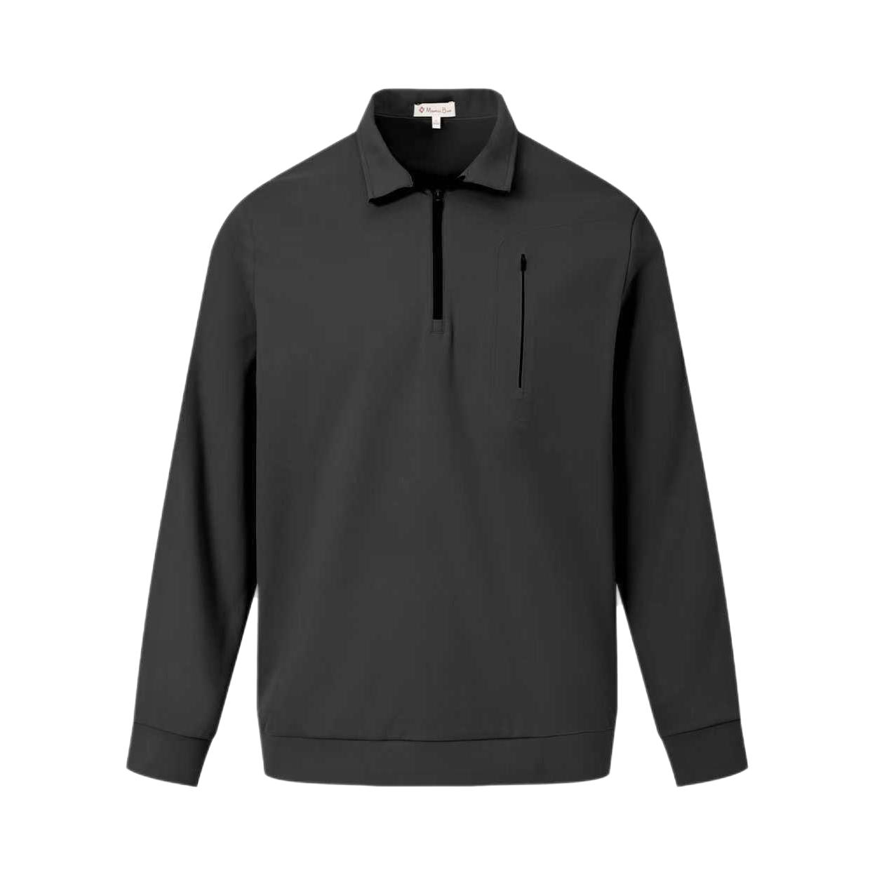 推荐商品：MarcciBior/马希波尔 商务风亲肤长袖Polo衫 黑