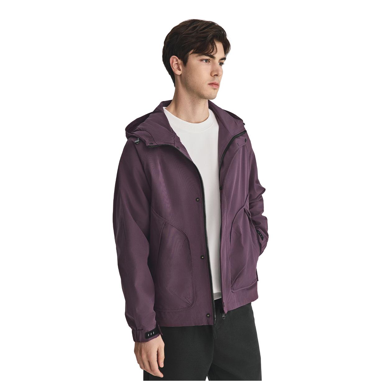 推荐商品：Mind Bridge 纯色柔软拉链连帽长袖夹克 M0335B7CA71 紫