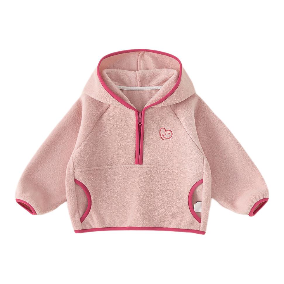 推荐商品：insbobo童装 2026SS 摇粒绒微弹连帽长袖卫衣 中小童 QY85145 粉