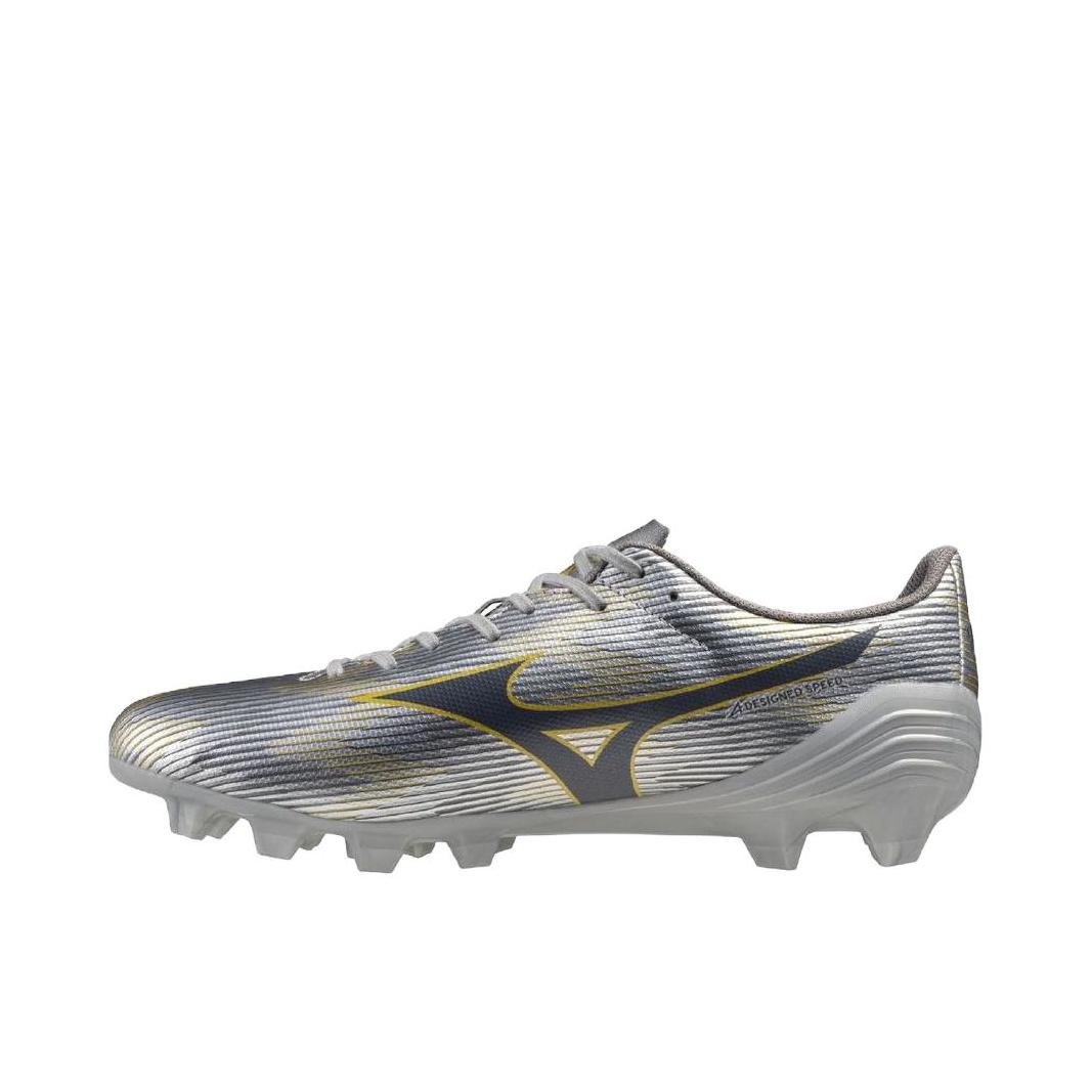 推荐商品：Mizuno/美津浓 Alpha 2 ELITE AG 顶级 胶质短钉 防滑 耐磨 平跟 圆头 足球鞋 银色/黑色