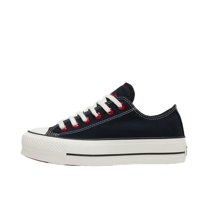 推荐商品：Converse/匡威 Chuck Taylor All Star Lift 帆布鞋 简约复古经典防滑耐磨舒适厚底圆头甜酷贴合松糕底流光风 红色/黑色
