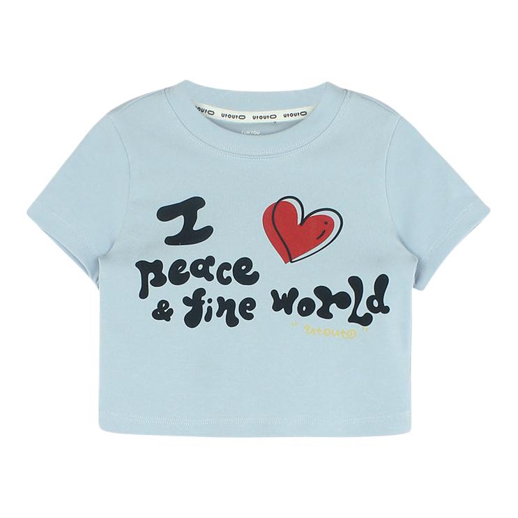 推荐商品：UTOUTO童装 棉质字母印花圆领短袖T恤 中小童 2503299 天蓝