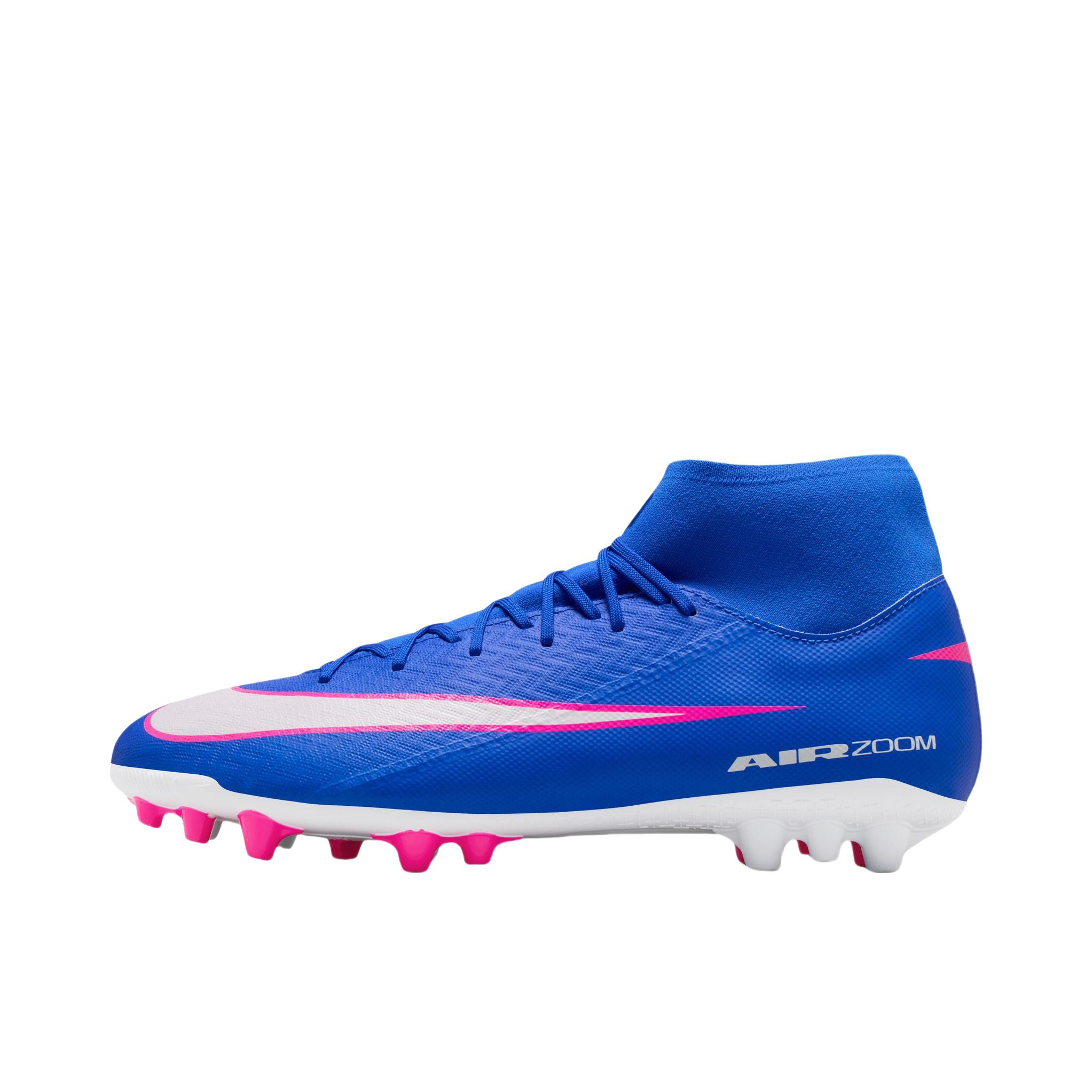 推荐商品：Nike Mercurial Superfly 10 Academy AG 中端 胶质短钉 人工草场 防滑耐磨 足球鞋 赛车蓝/白色
