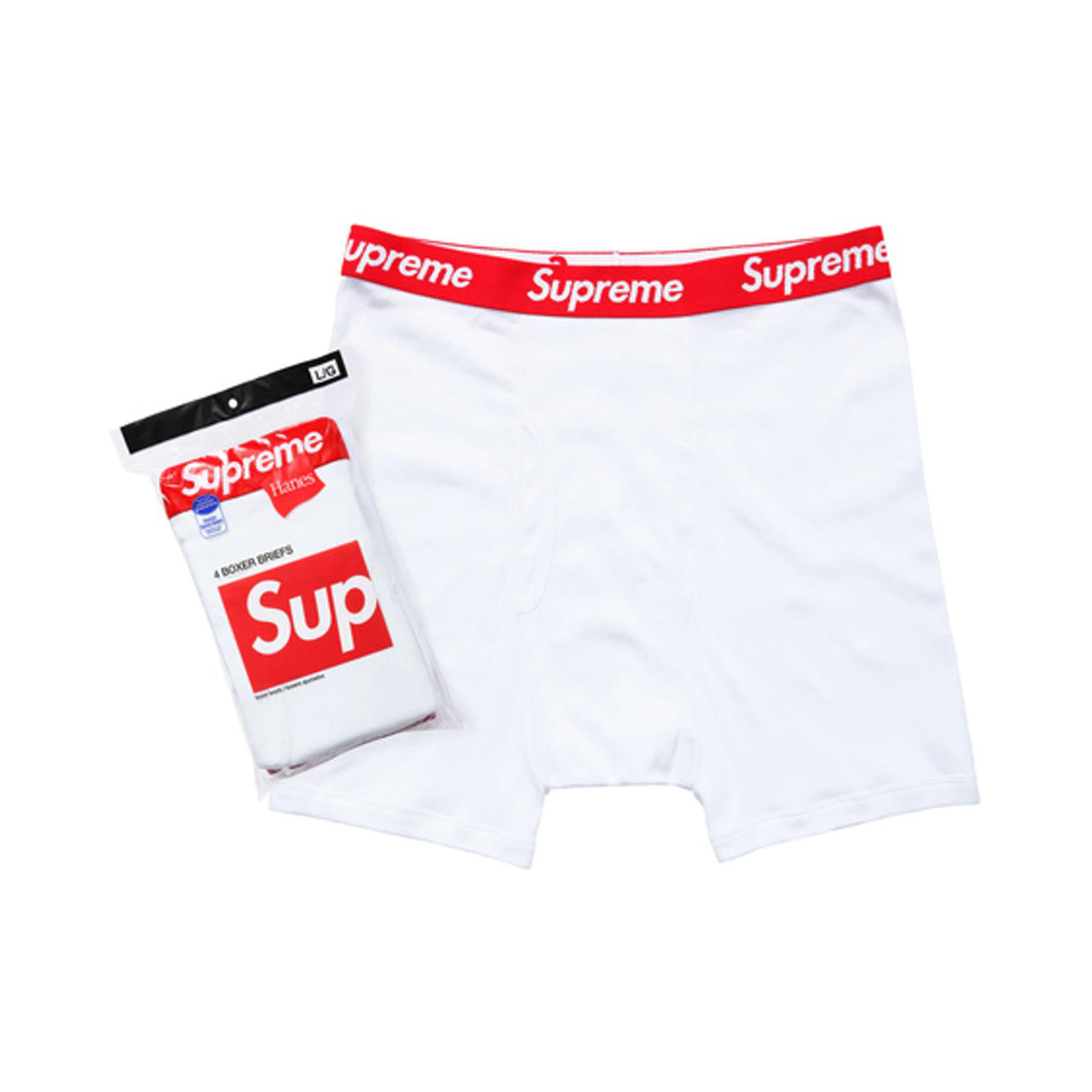推荐商品：Supreme x Hanes 联名Boxer Briefs纯棉亲肤透气男士平角内裤 SUP-SS22 白（4条）
