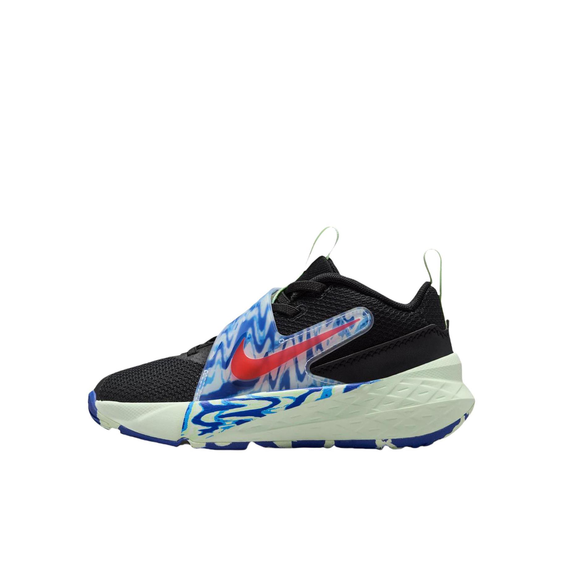 推荐商品：Nike Team Hustle D 12 易穿脱 儿童篮球鞋 小童/黑色/亮深红/游戏宝蓝/浅荧光黄