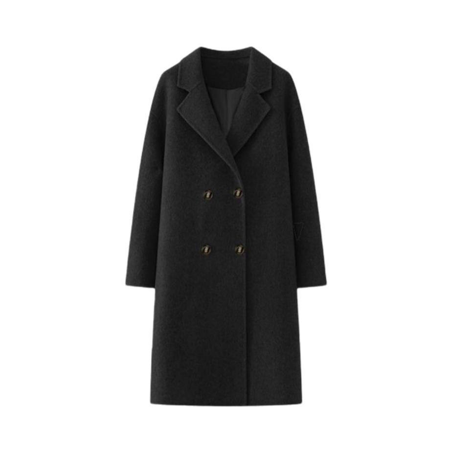 推荐商品：BDGU 中长款过膝落肩毛呢外套 女装 DGF102308 黑/夹棉
