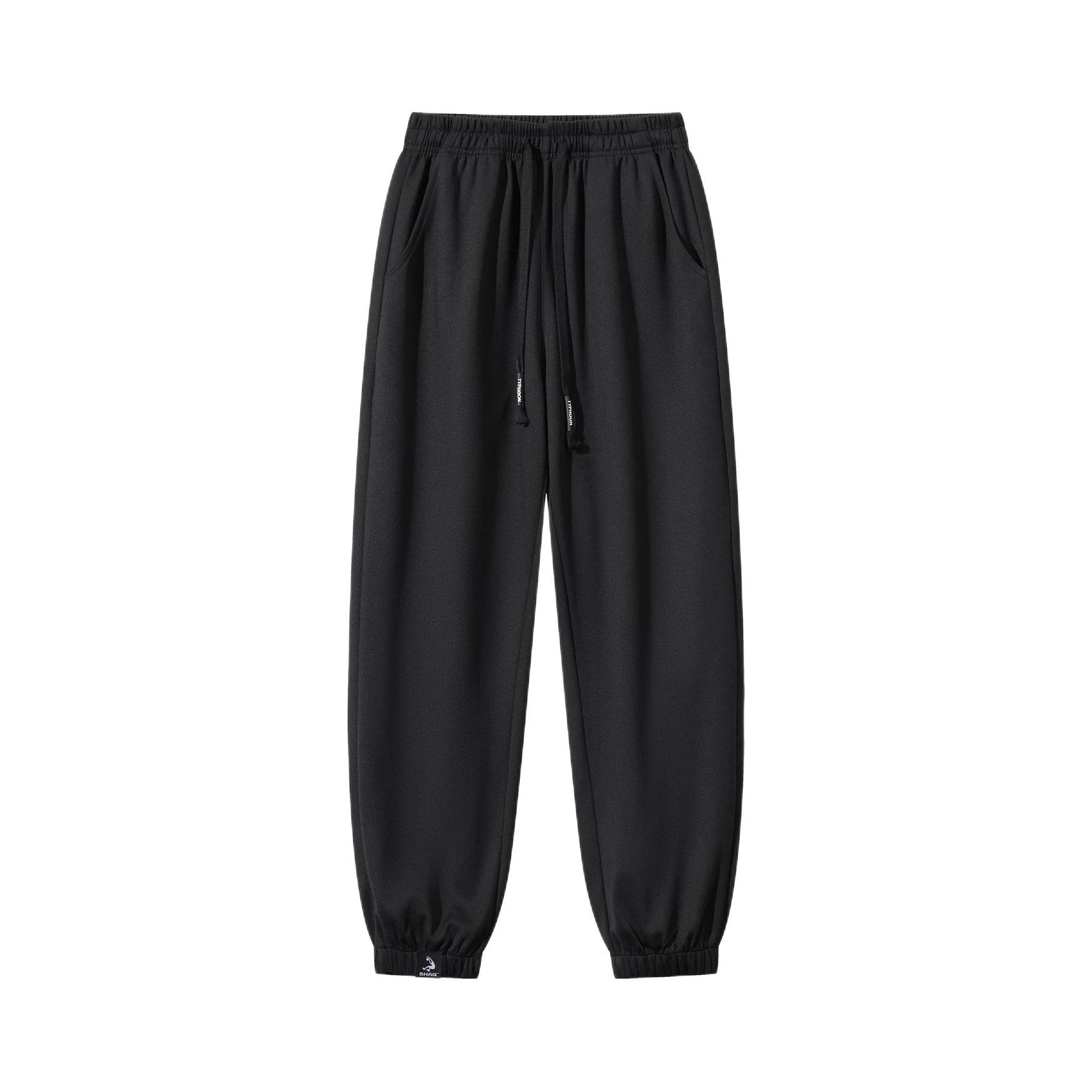 推荐商品：SHAQ 抽绳中腰束脚垂感运动长裤 SQC253044083-JX791 黑/常规