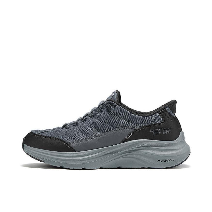 推荐商品：Skechers/斯凯奇 Slip ins 圆头 舒适支撑 防滑耐磨 缓震 复古百搭 一脚蹬 运动休闲鞋 木炭色/黑色
