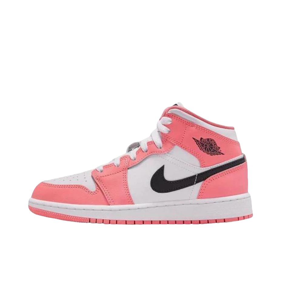 推荐商品：Air Jordan 1 板鞋 运动休闲鞋 复古潮流支撑合成革 大童/粉色/黑色