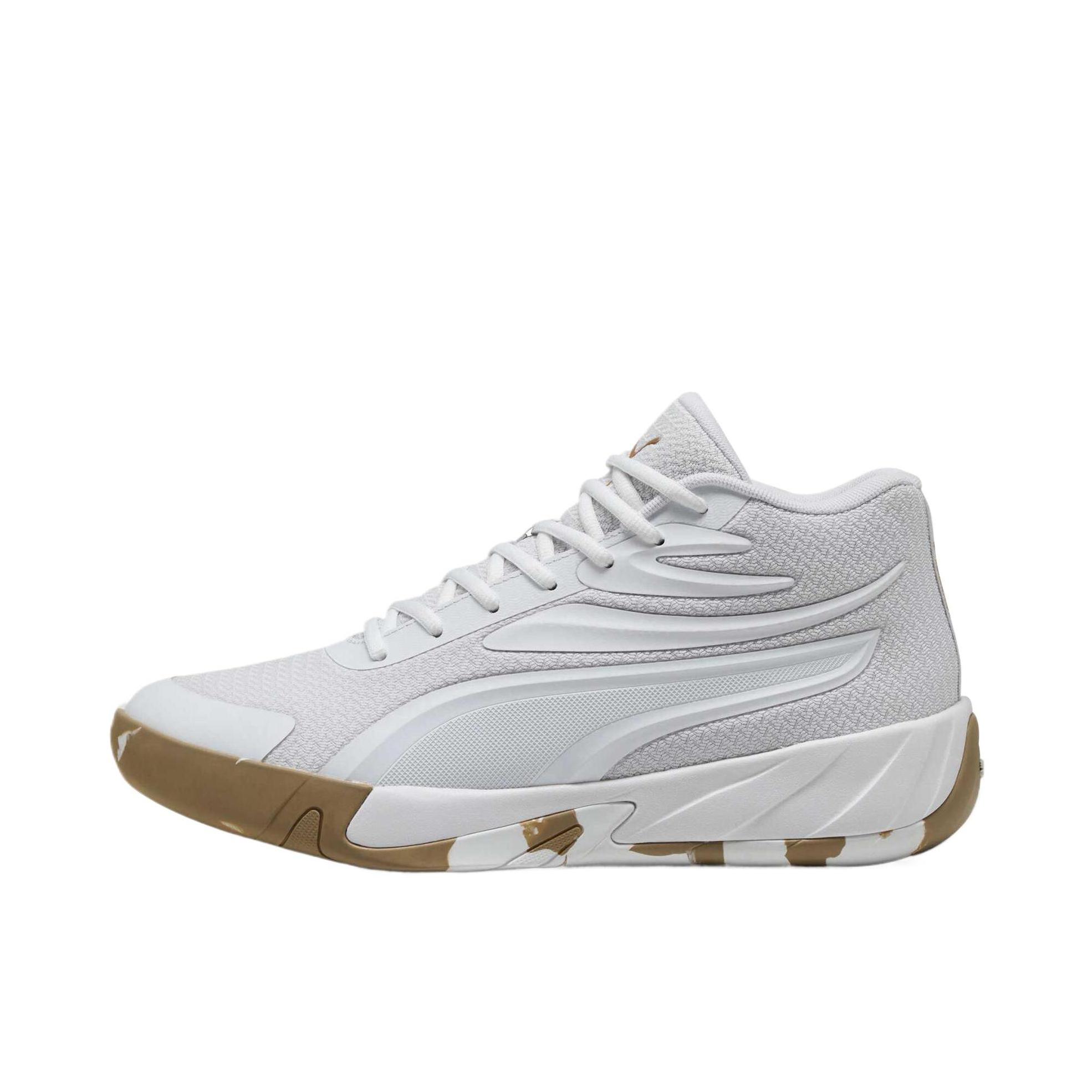 推荐商品：Puma/彪马 COURT PRO 轻便透气 防滑耐磨 缓震回弹 舒适百搭 实战 比赛 篮球鞋 白色/金色