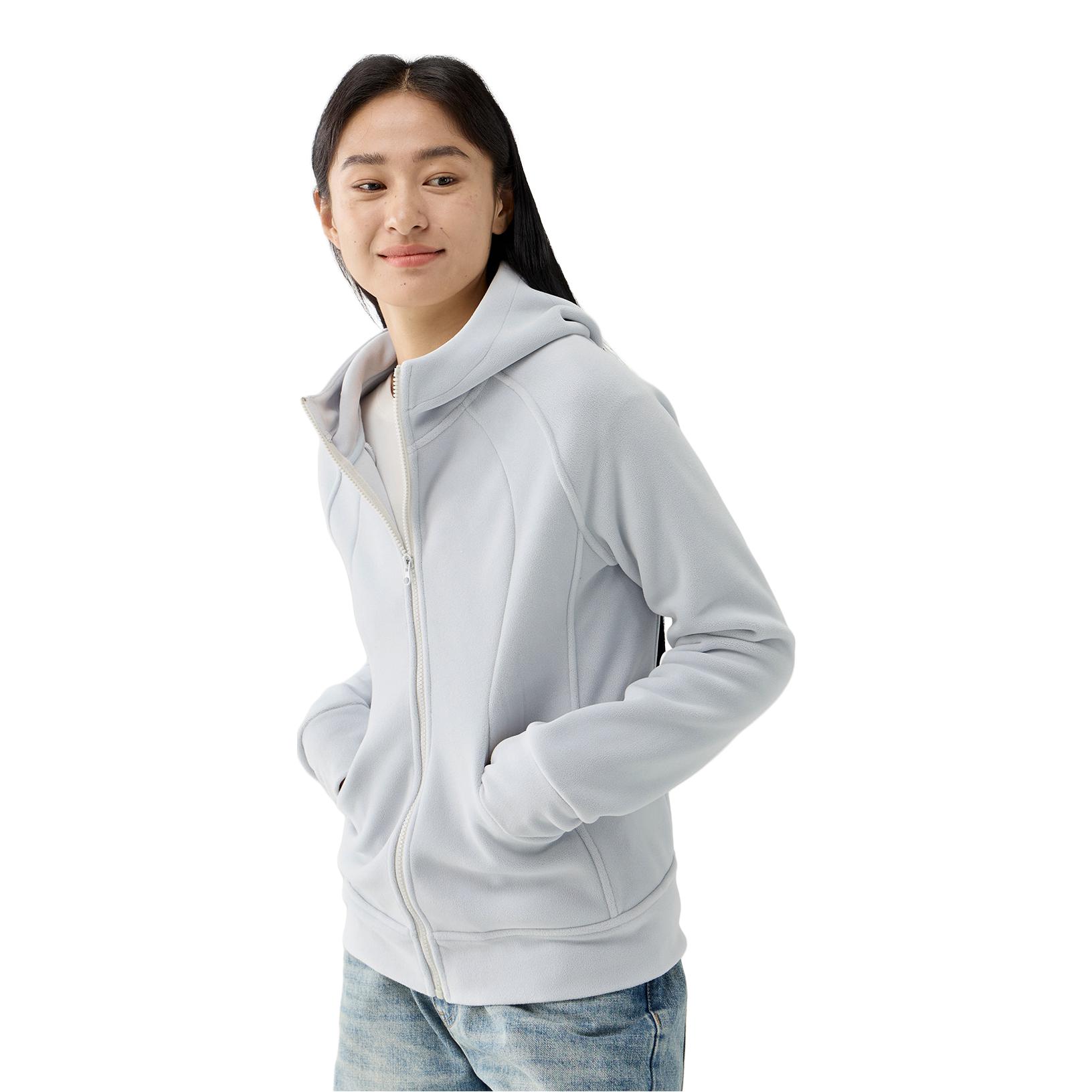 推荐商品：ckdh 修身通勤风拉链长袖抓绒衣 女装 YLR-24915A 雾霾蓝