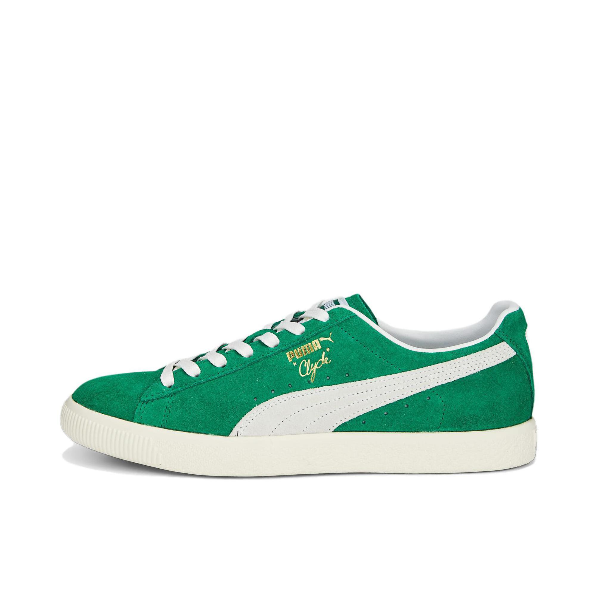 推荐商品：Puma/彪马 Clyde OG 板鞋 烫金标志舒适轻便防滑耐磨复古贴合 白色/绿色