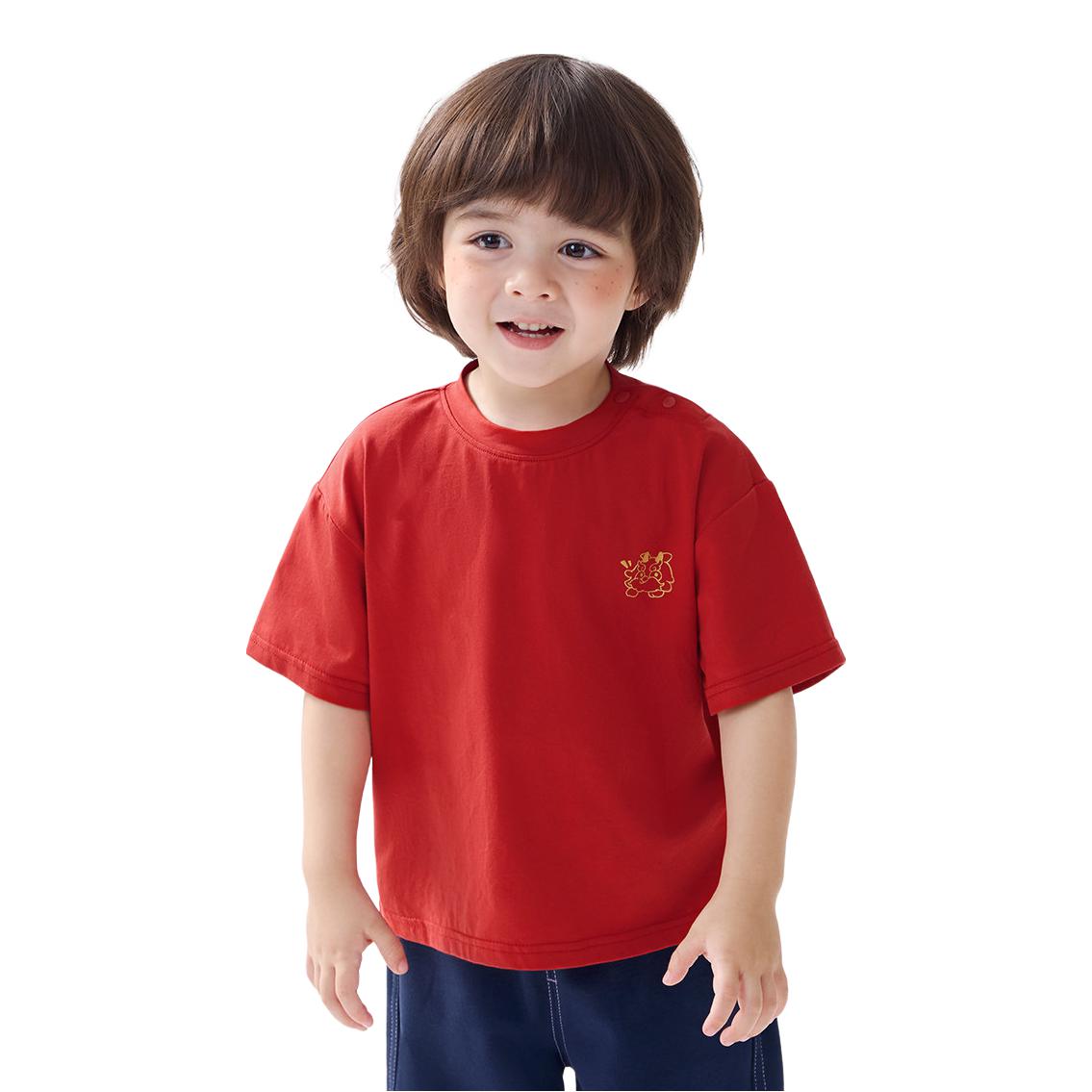 推荐商品：CICIIBEAR/齐齐熊童装 棉质亲肤印花短袖T恤 中小童 Q102532 勃艮第红