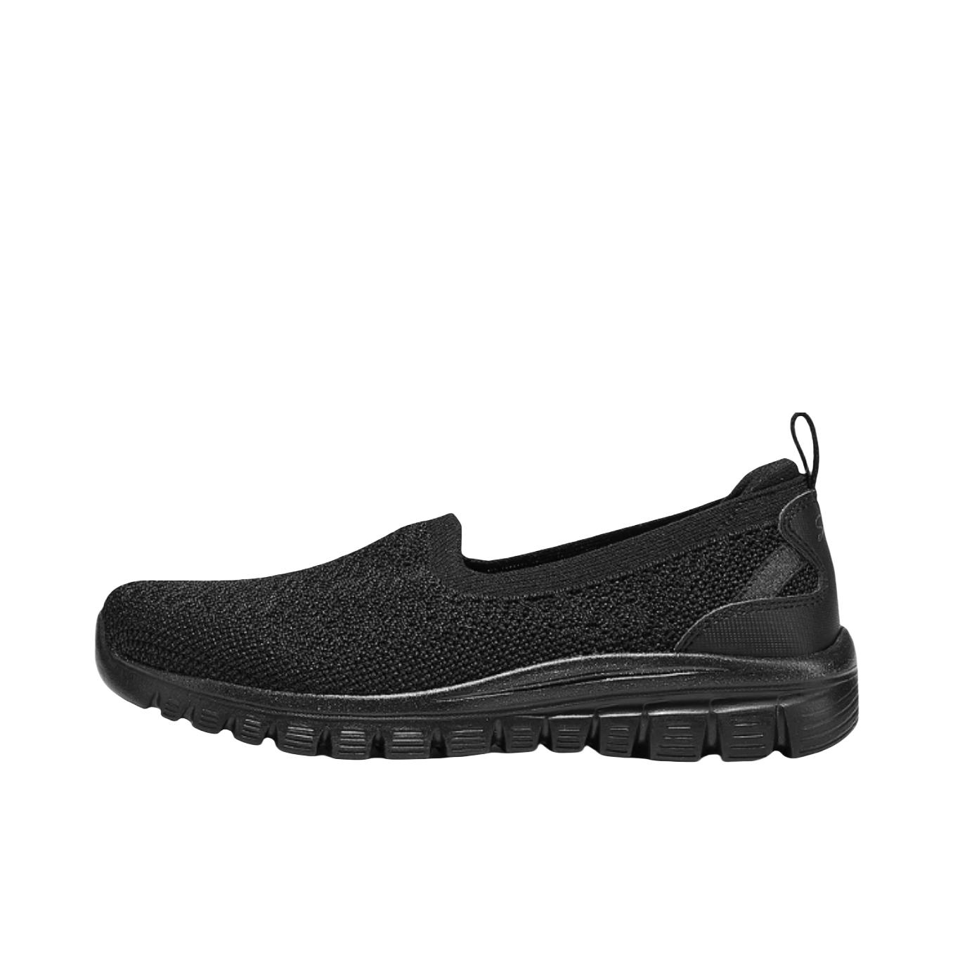 推荐商品：Skechers/斯凯奇 MODERN COMFORT 运动休闲鞋 轻质缓震透气舒适一脚蹬网布 女款/全黑色