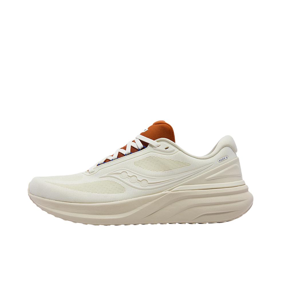 推荐商品：Saucony/索康尼 PUFF泡芙 4 跑鞋 柔软厚底圆头系带缓震 米色