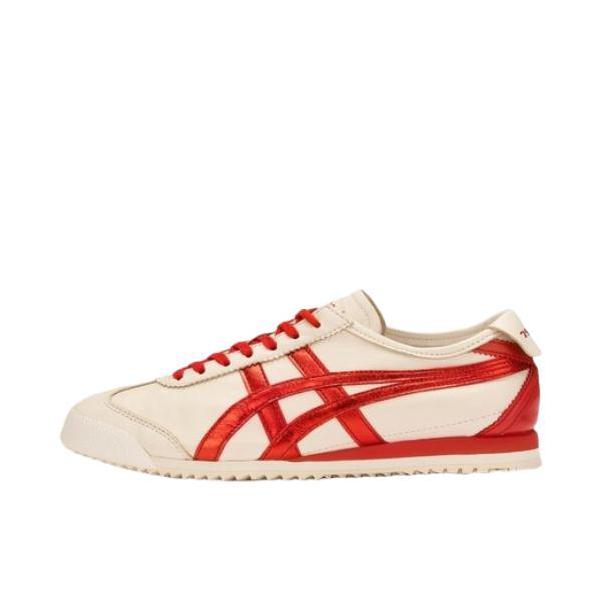 推荐商品：Onitsuka Tiger 鬼塚虎 MEXICO 66 NM 柔软 防滑耐磨 低帮 圆头 舒适百搭 运动休闲鞋 米色/红色