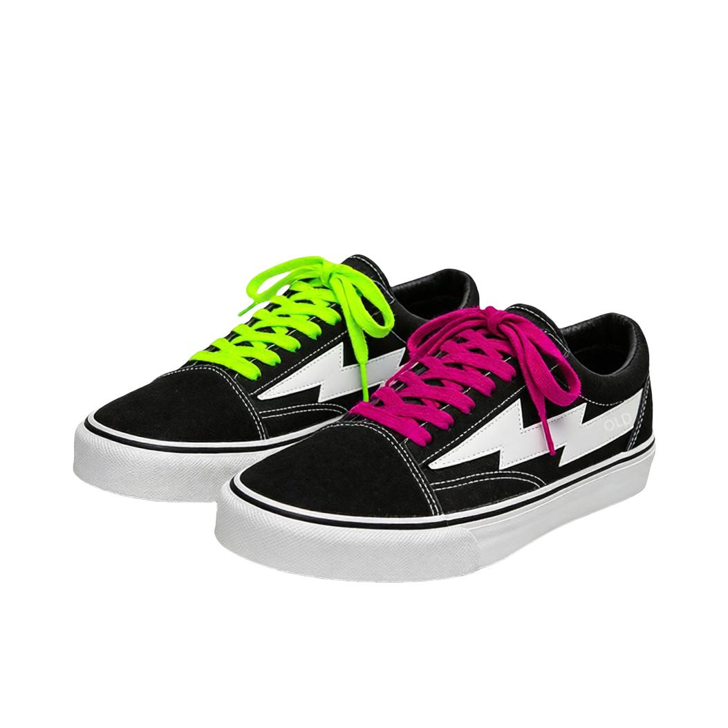 推荐商品：LIANGHUO/量货 闪电系列 板鞋 舒适时尚耐磨 鸳鸯款/玫红色鞋带/荧光绿鞋带/黑色