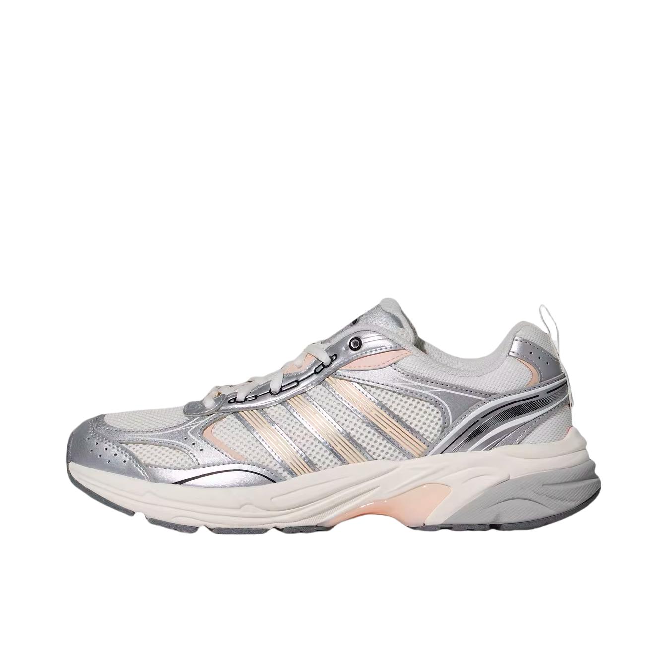 推荐商品：adidas NEON FLUX 老爹鞋 超轻稳定缓震回弹 金属银/奇迹石英色/亮白色