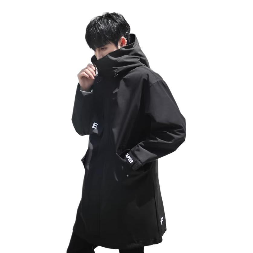 推荐商品：Kacelsy 防风薄款中长款风衣 KA-AF107-A1 黑/夹棉