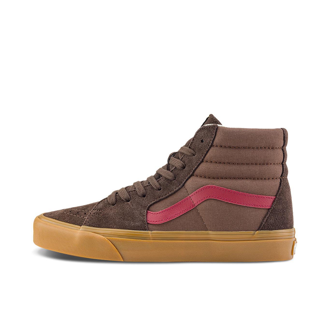 推荐商品：Vans/范斯 SK8-Hi 板鞋 潮流经典拼接复古街头厚底 深棕色/红色
