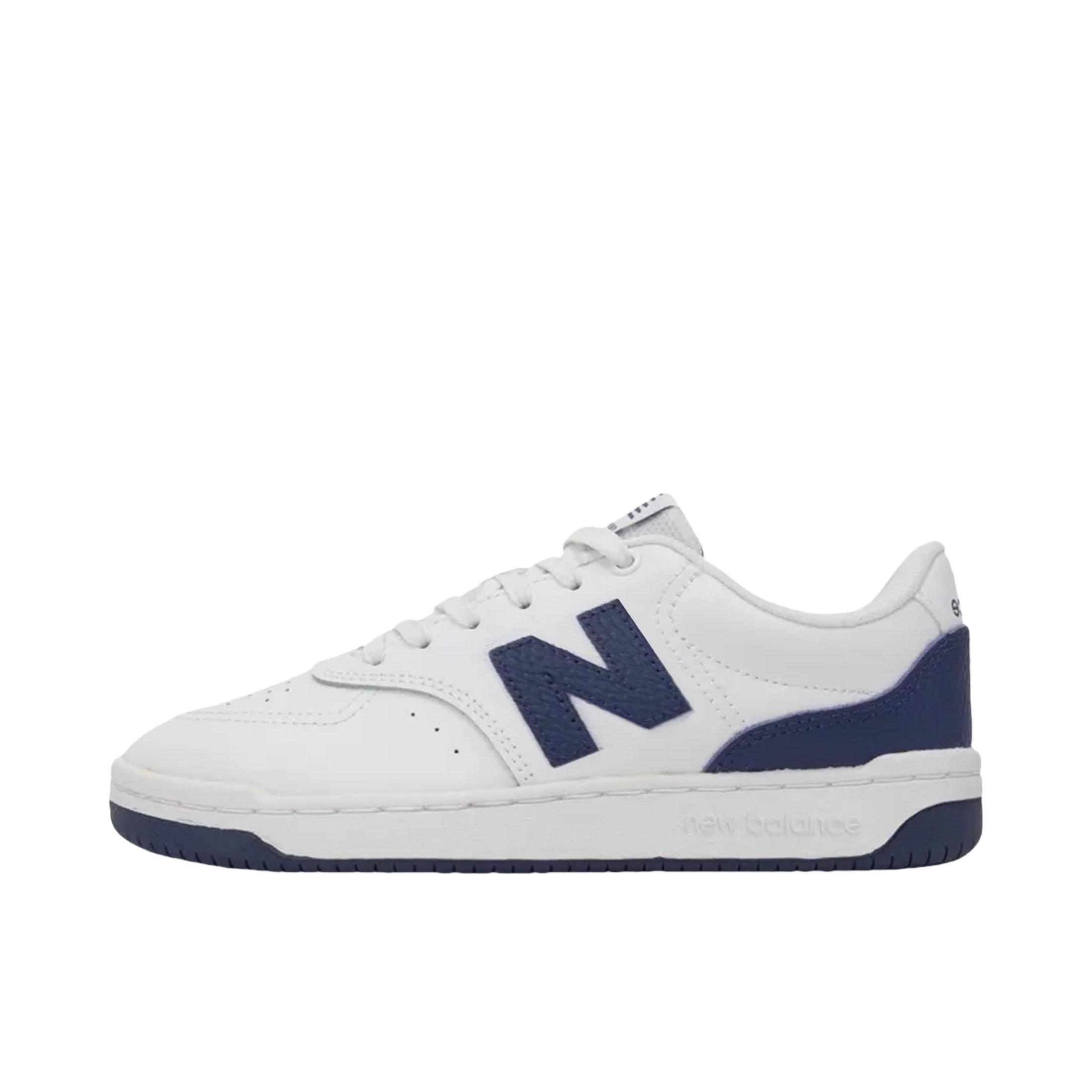 推荐商品：New Balance BB80 防滑 耐磨 板鞋 D宽/白色/蓝色