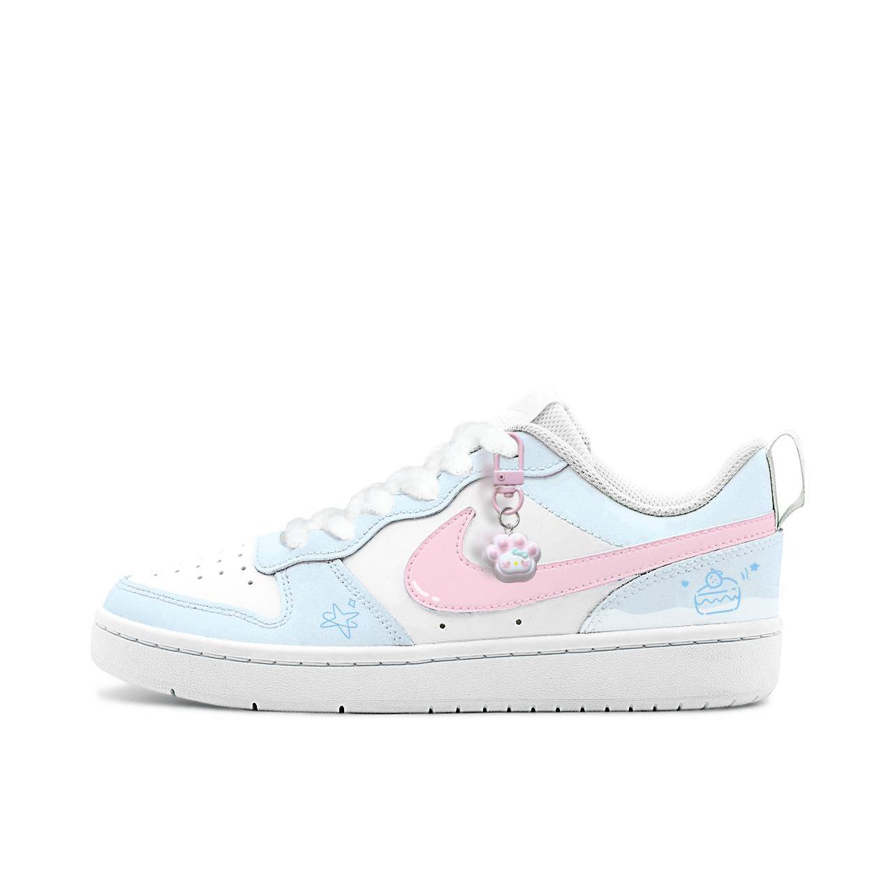 推荐商品：【定制球鞋】 Nike Court Borough 2 板鞋 包裹性增高减龄解构风合成革美式防滑复古轻便 奶油小方
