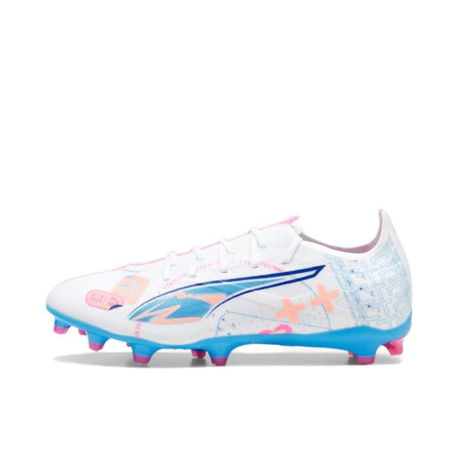 推荐商品：Puma Ultra Ultimate FG/AG 防滑耐磨 舒适减震 轻便透气 圆头 胶质 足球鞋 白色/蓝色