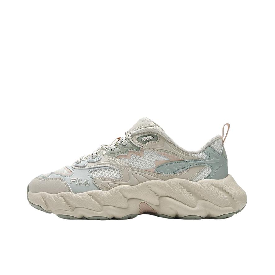 推荐商品：FILA/斐乐 FERN 2S 蕨草2S 老爹鞋 休闲厚底系带包裹性减震轻便复古 女款/奶油白色/极地绿
