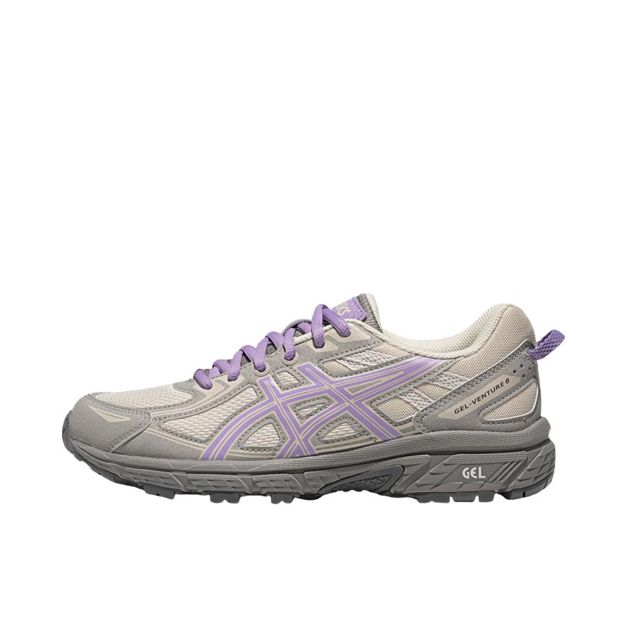 推荐商品：Asics/亚瑟士 Gel-Venture 6 跑鞋 防滑耐磨缓冲抓地减震回弹透气复古越野 女款/灰色/蓝紫色