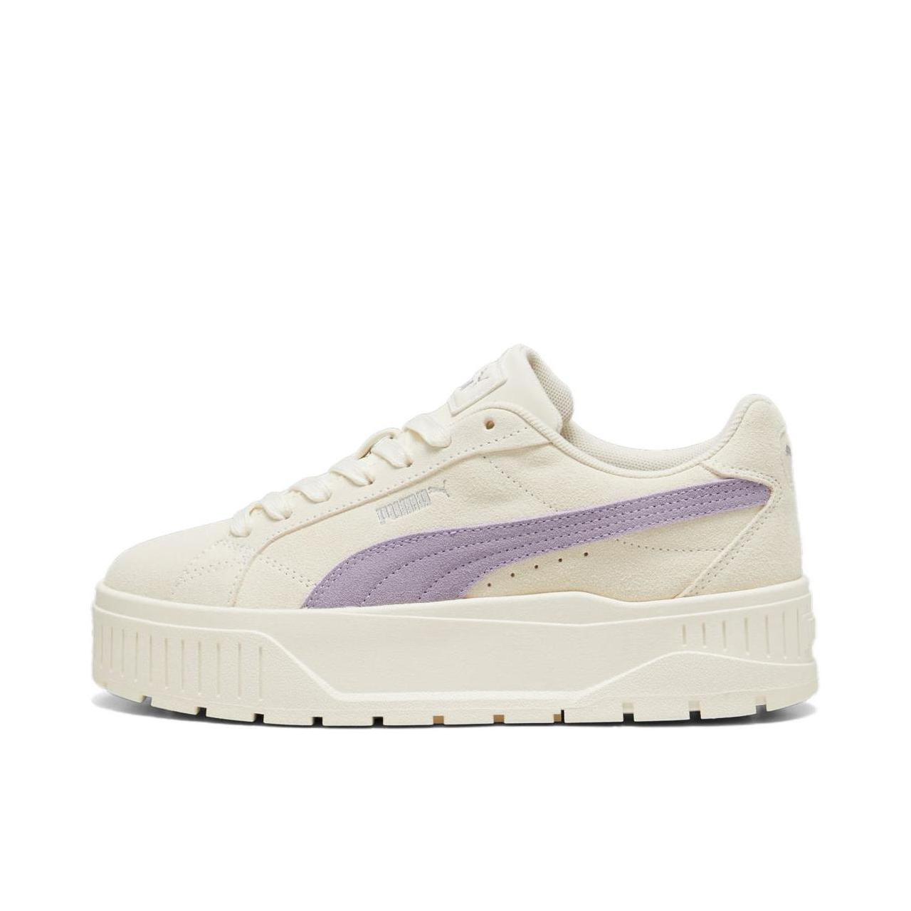 推荐商品：Puma/彪马 karmen 2 idol 运动休闲鞋 厚底增高系带舒适轻便防滑耐磨百搭复古贴合 女款/米白色/浅紫色