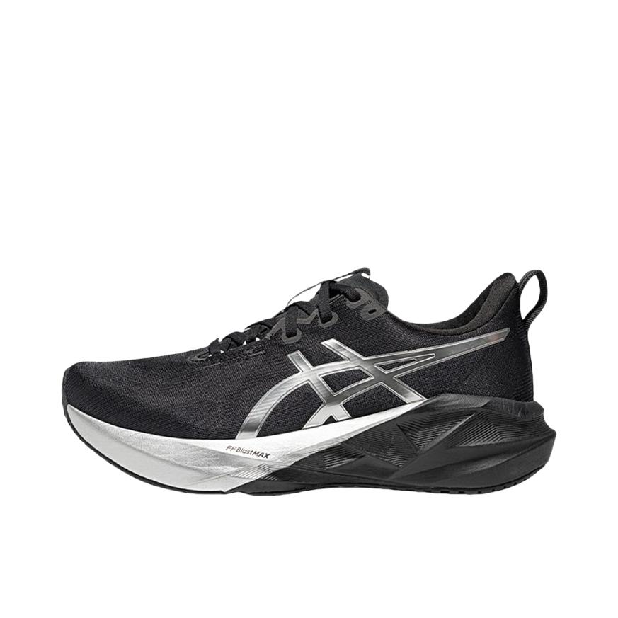 推荐商品：Asics/亚瑟士 Novablast 5 跑鞋 圆头舒适百搭防滑耐磨缓震橡胶贴合短跑轻量回弹支撑 男款/铂金色/黑色