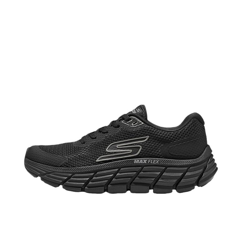 推荐商品：Skechers/斯凯奇 MAX FLEX 跑鞋 舒适防滑耐磨时尚轻质回弹网布软底缓震秋冬一脚蹬轻便增高减震 女款/深黑色