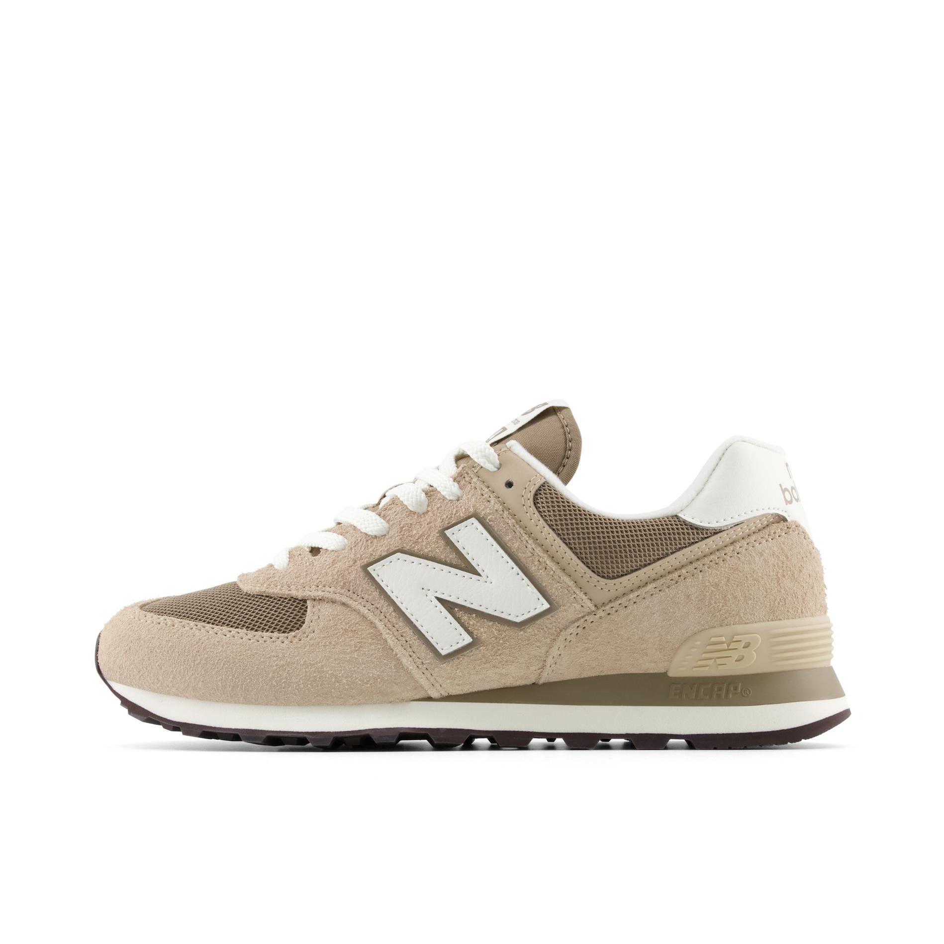 推荐商品：New Balance 574 运动休闲鞋 阿甘鞋 经典复古防滑耐磨缓震舒适透气时尚百搭轻便 D宽/奶咖色/浅棕色