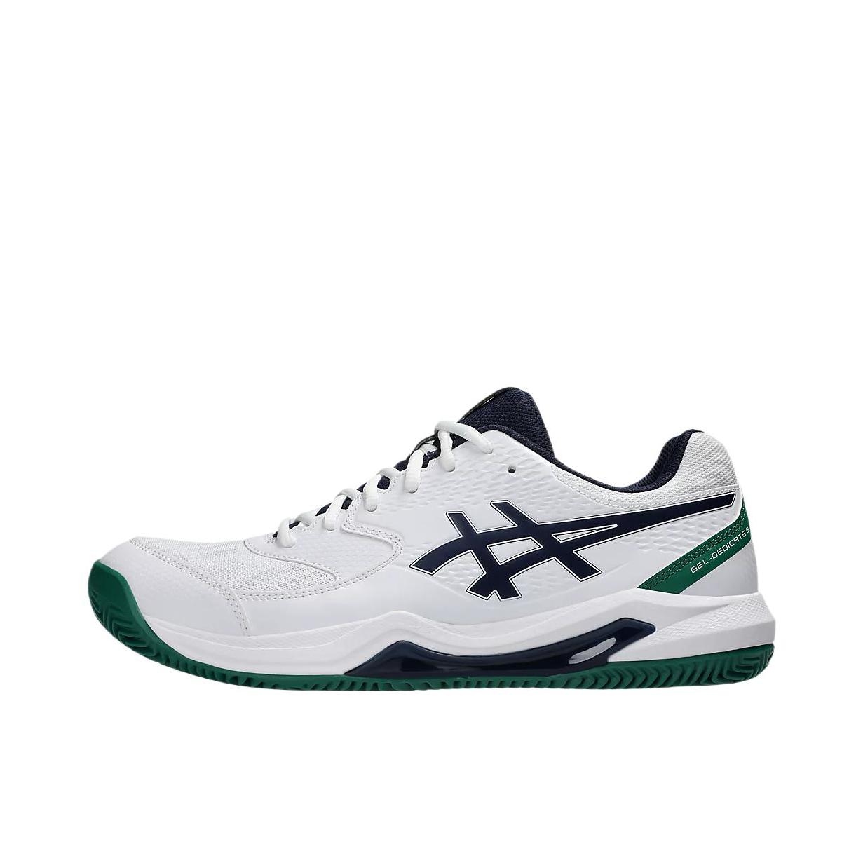 推荐商品：Asics/亚瑟士 Gel-Dedicate 8 合成革 稳定支撑 网面透气 减震耐磨 网球鞋 白色/深绿色