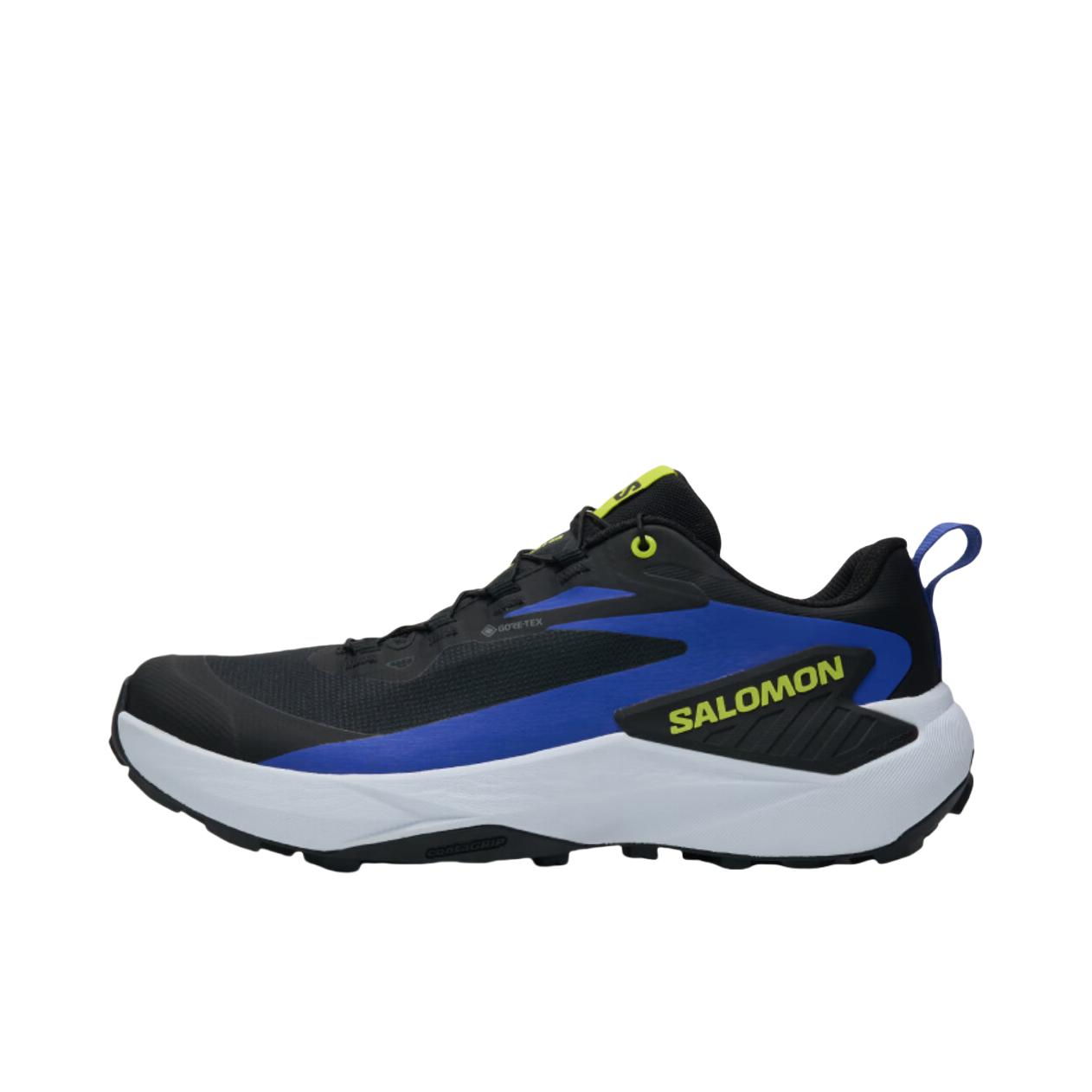 推荐商品：Salomon/萨洛蒙 Genesis GTX 户外休闲鞋 越野跑鞋 轻量包裹抓地防水舒适透气防滑耐磨百搭时尚 黑色/蓝色
