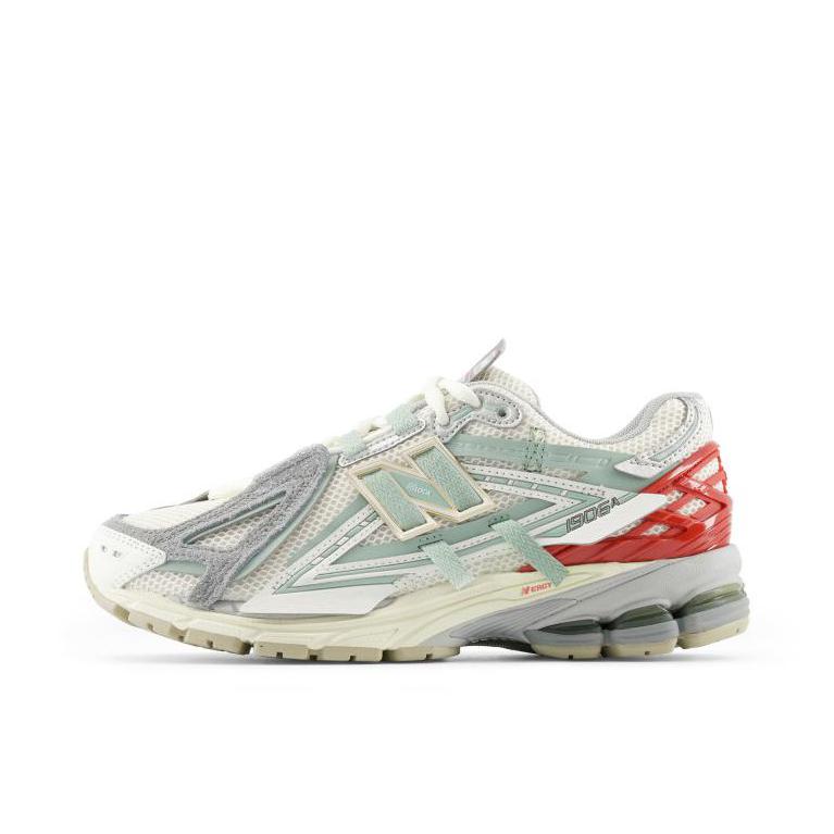 推荐商品：New Balance 1906A 跑鞋 抗冲击圆头网面透气减震支撑防滑耐磨防水慢跑运动贴合 D宽/米白色/浅绿色/灰色
