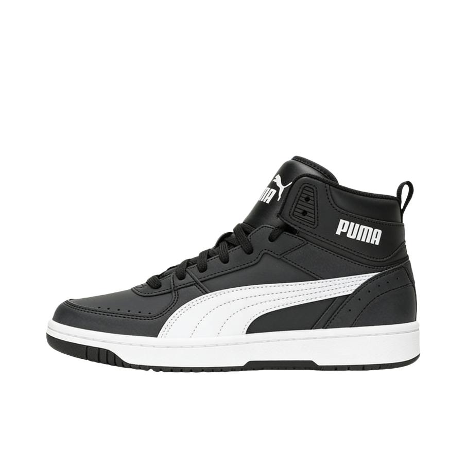 推荐商品：Puma/彪马 Rebound Joy 板鞋 防滑耐磨减震透气拼接复古百搭圆头贴合休闲运动篮球风 深黑色/羽白色