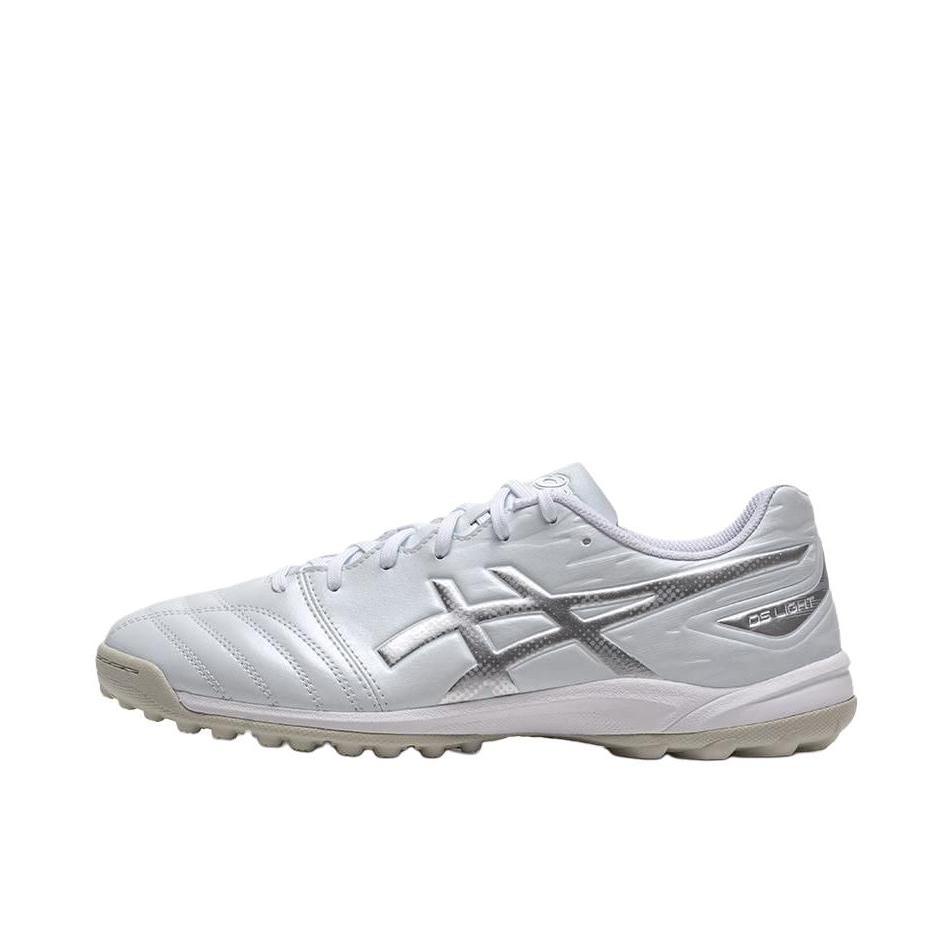 推荐商品：Asics/亚瑟士 DS Light TF 短钉 人草 中端 缓震防滑耐磨 胶质 多场地舒适透气 圆头合成革 足球鞋 白色/银色