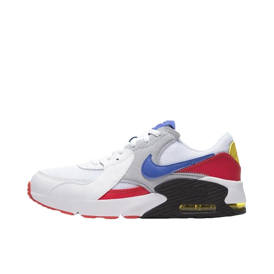 推荐商品：Nike Air Max Excee 跑鞋 防滑耐磨舒适缓震网面透气气垫复古支撑织物合成革圆头贴合抓地 White/Blue/Red 白蓝红