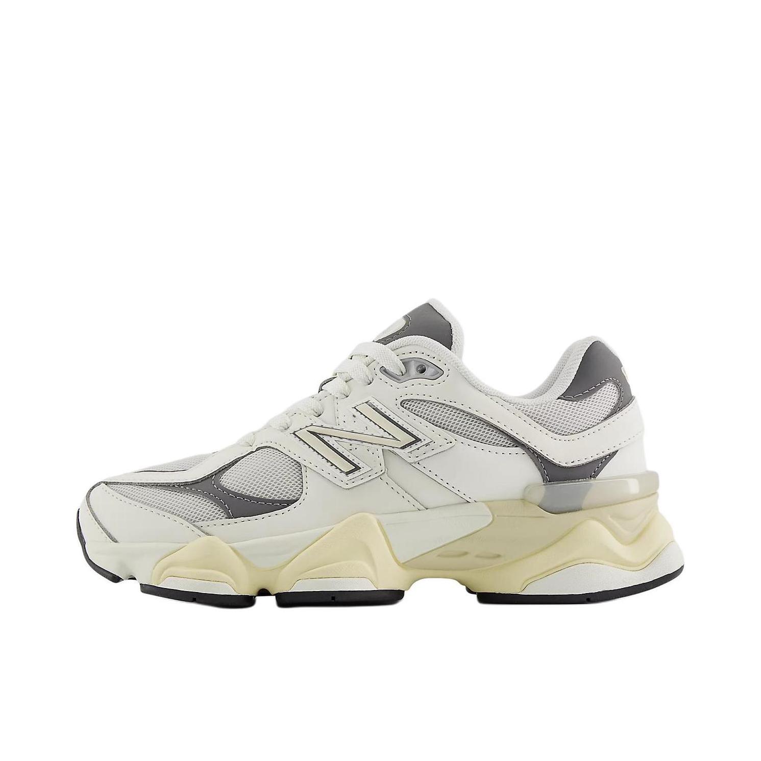 推荐商品：New Balance 9060 跑鞋 绒面革舒适减震网面透气防滑耐磨拼接复古增高圆头贴合耐穿 M宽/大童/灰白色/灰色