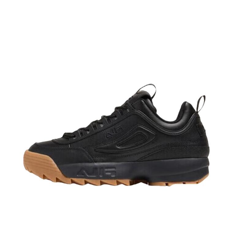 推荐商品：FILA/斐乐 Disruptor 2 防滑耐磨 减震 复古时尚 舒适运动 厚底增高 圆头 织物 合成革 老爹鞋 深黑色/棕色
