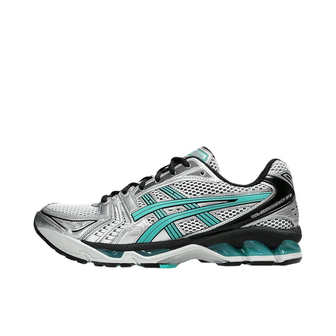 推荐商品：Asics/亚瑟士 Gel-Kayano 14 跑鞋 舒适减震防滑耐磨网面百搭复古慢跑 银色/青色