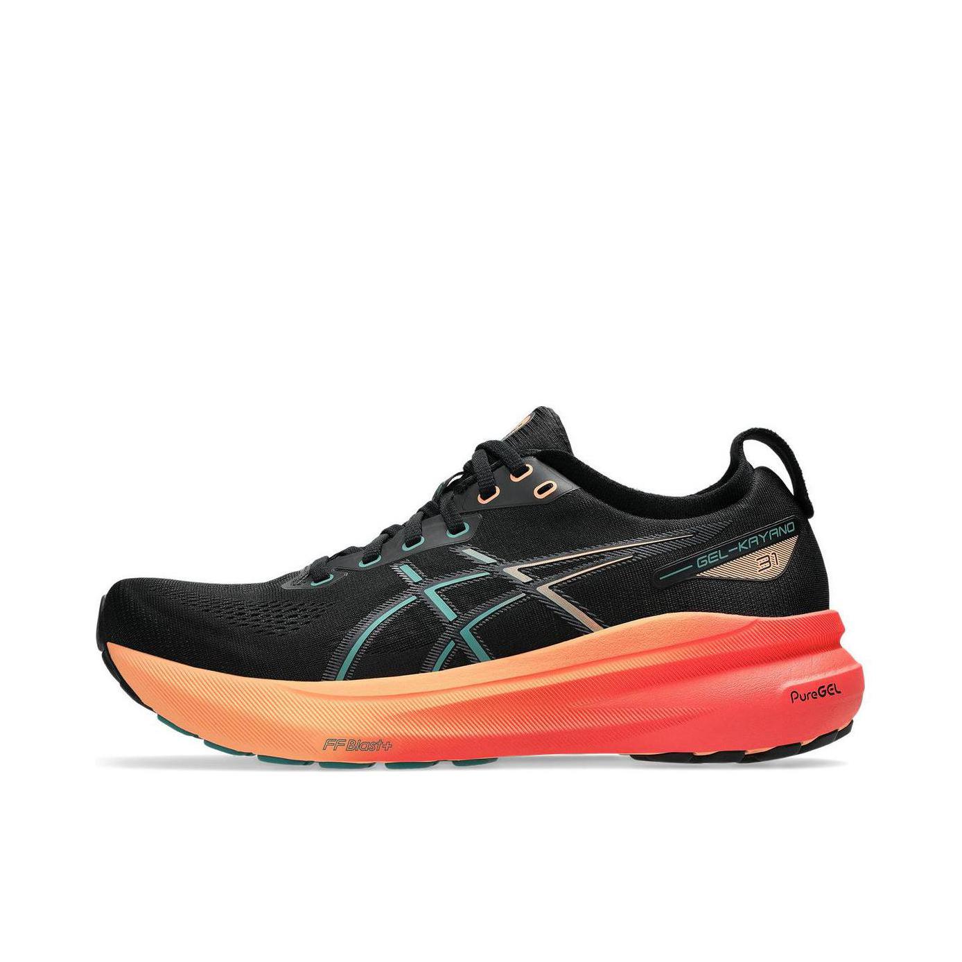推荐商品：Asics/亚瑟士 Gel-Kayano 31 跑鞋 稳定足弓支撑轻便缓震长跑轻量回弹 黑色/橙色