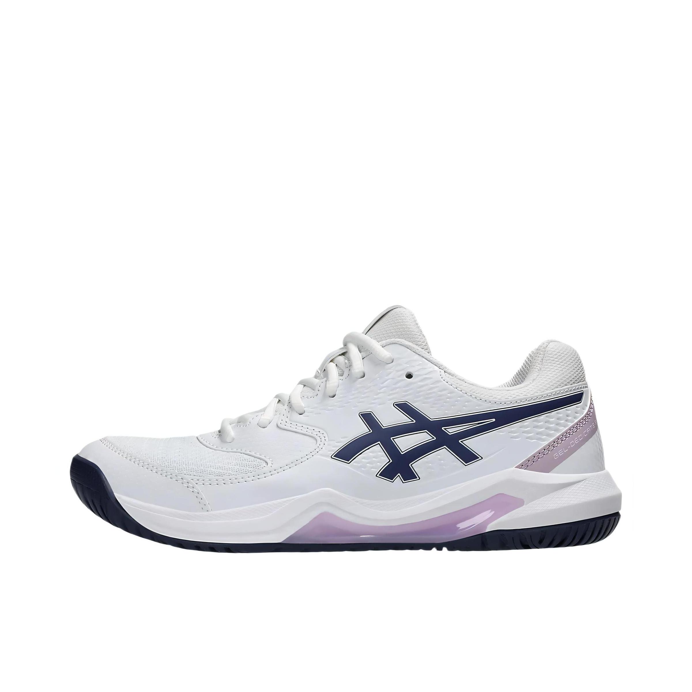 推荐商品：Asics/亚瑟士 Gel-Dedicate 8 合成革 稳定支撑 网面透气 减震耐磨 网球鞋 女款/白色/蓝灰色